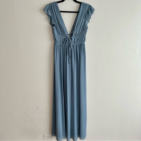 Lulu’s I'm All Yours Slate Blue Ruffled Maxi Dress Size Small - Picture 6 of 9